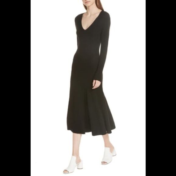 Jason Wu Grey long sleeve black wool midi dress - Picture 1 of 13